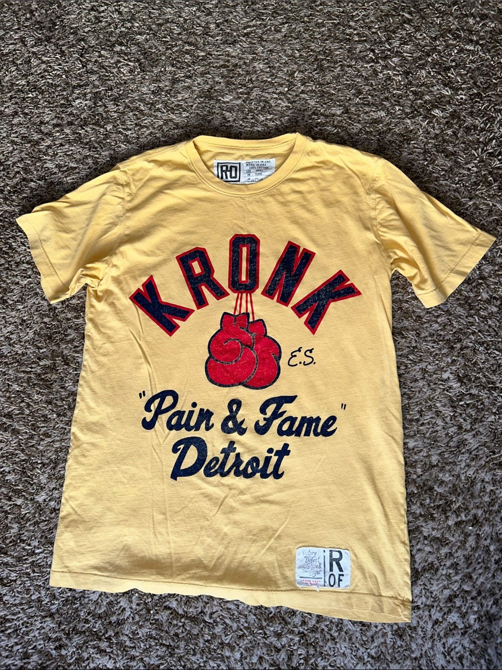 Roots of Fight KRONK Yellow 'Pain & Fame' Detroit Graphic Tee - Men’s Small